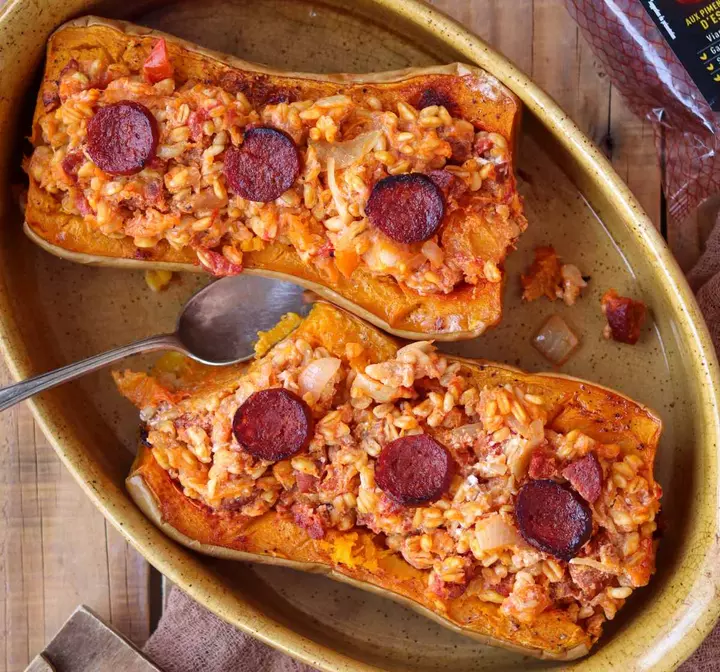 Butternut farcie au blé et chorizo César Moroni