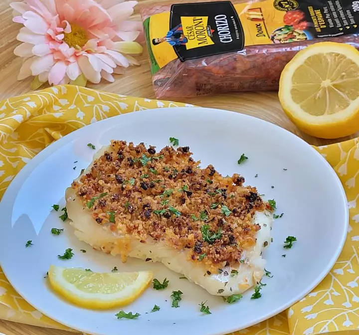 Cabillaud et crumble de chorizo César Moroni