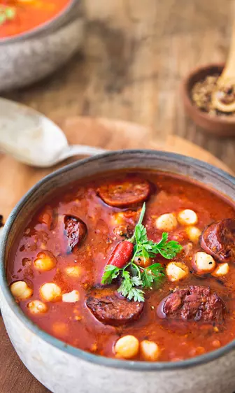 Recette soupe de tomates et chorizo César Moroni